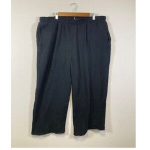 Jessica Simpson Black Gauze 100% Cotton Cropped Wide Leg Pants Womens‎ XXL